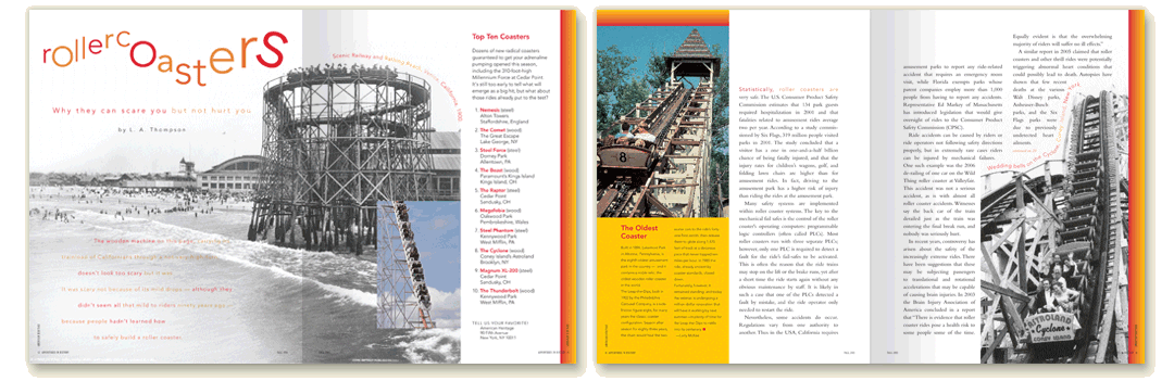 American Heritage magazine design featuring rollercoasters