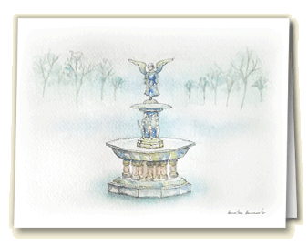 Amelia's Greetings card Bethesda Angel Fountain, NYC