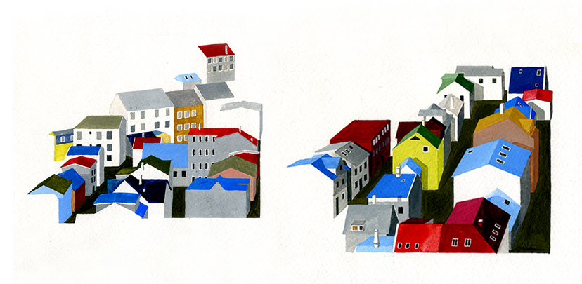 Iceland buildings paintings